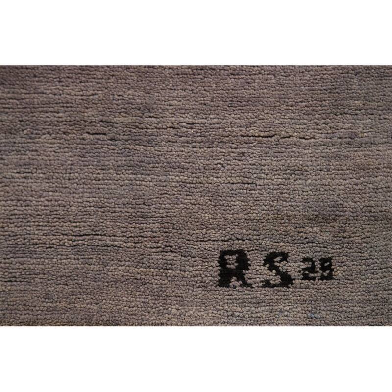 Gabbeh Modern Foyer Rug Handmade Grey Solid Wool Carpet - 2'10"x 3'11"