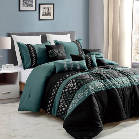 Wellco Bedding Comforter Set 7 Piece All Season,Green