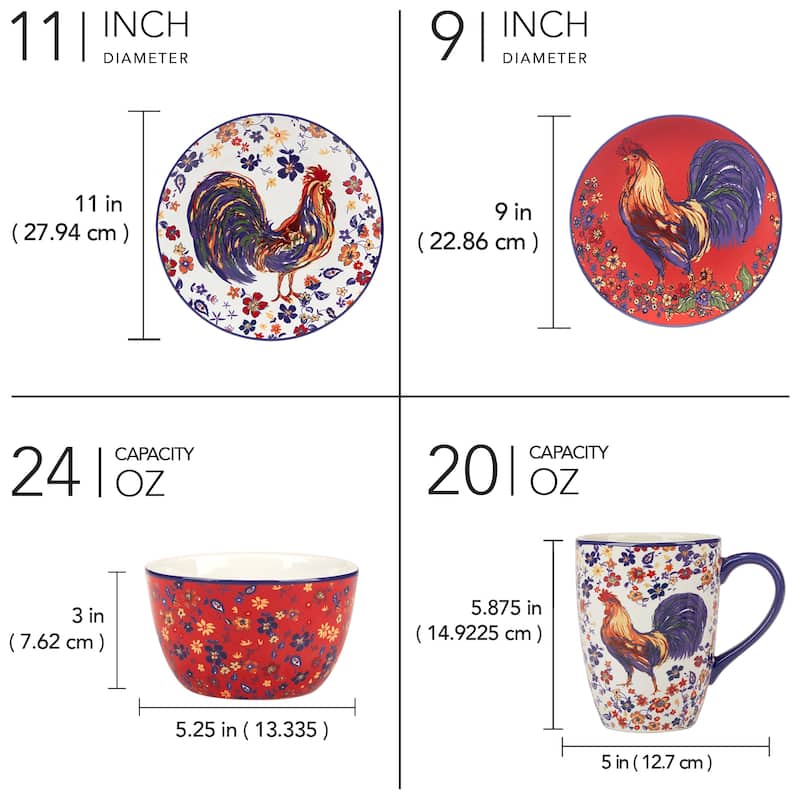 Certified International Morning Rooster 16-piece Dinnerware Set, Service for 4