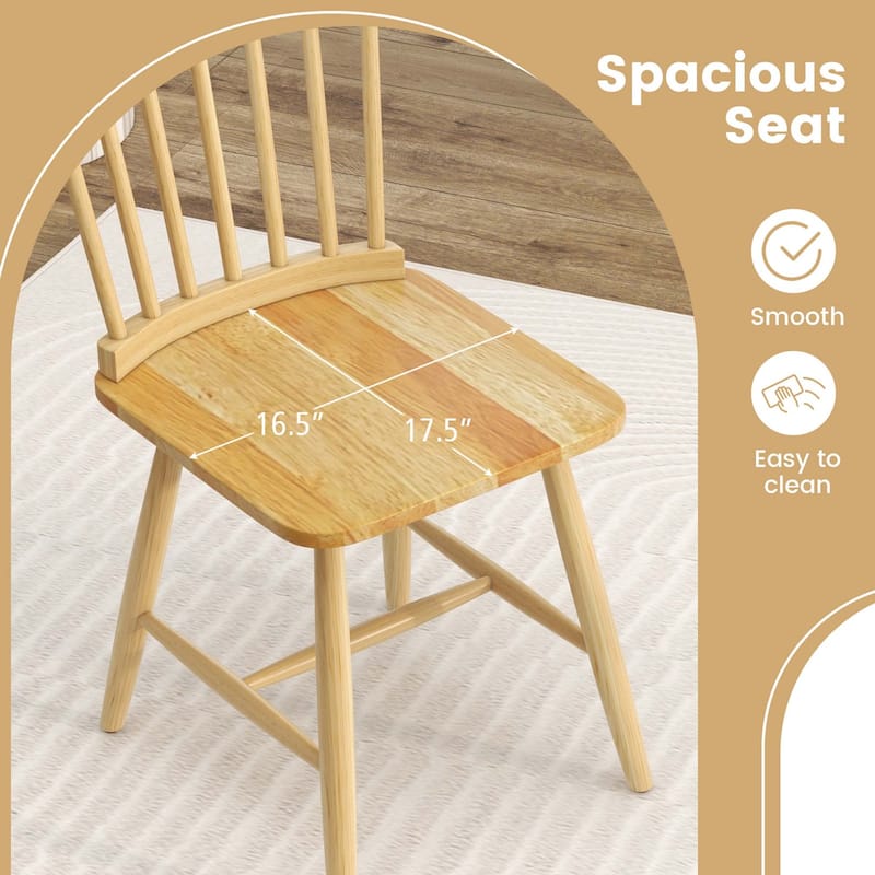 Costway Windsor Dining Chairs Set of 2 Armless Spindle Back Solid - See Details