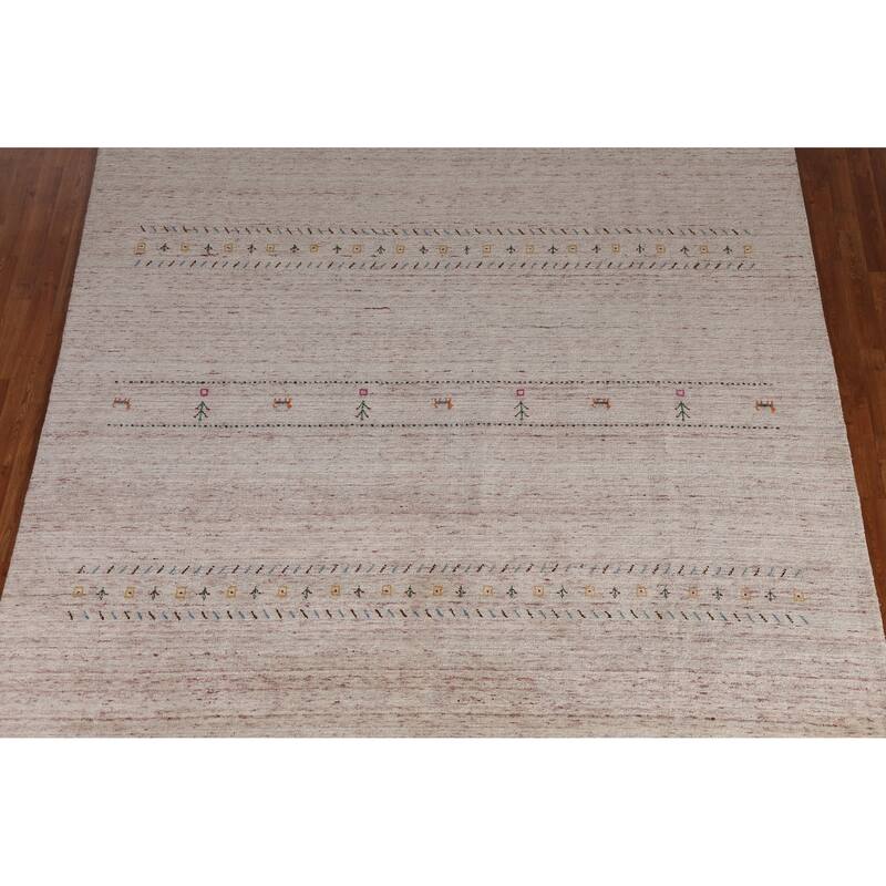 Hand Knotted Oriental 100% Wool Carpet Tribal Animal Pictorial Pink Gabbeh Area Rug - 11' 5'' X 8' 9''