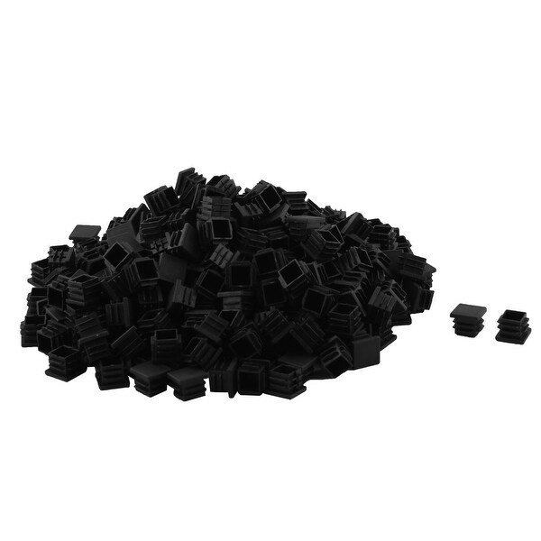 Unique Bargains 300 Pcs Antislip Plastic Square 19mm x 19mm Chair Foot Cover Table Furniture Leg Protector Black