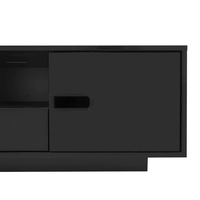 Modern High Glossy Rectangle Coffee Table with 16 Color LED Lights