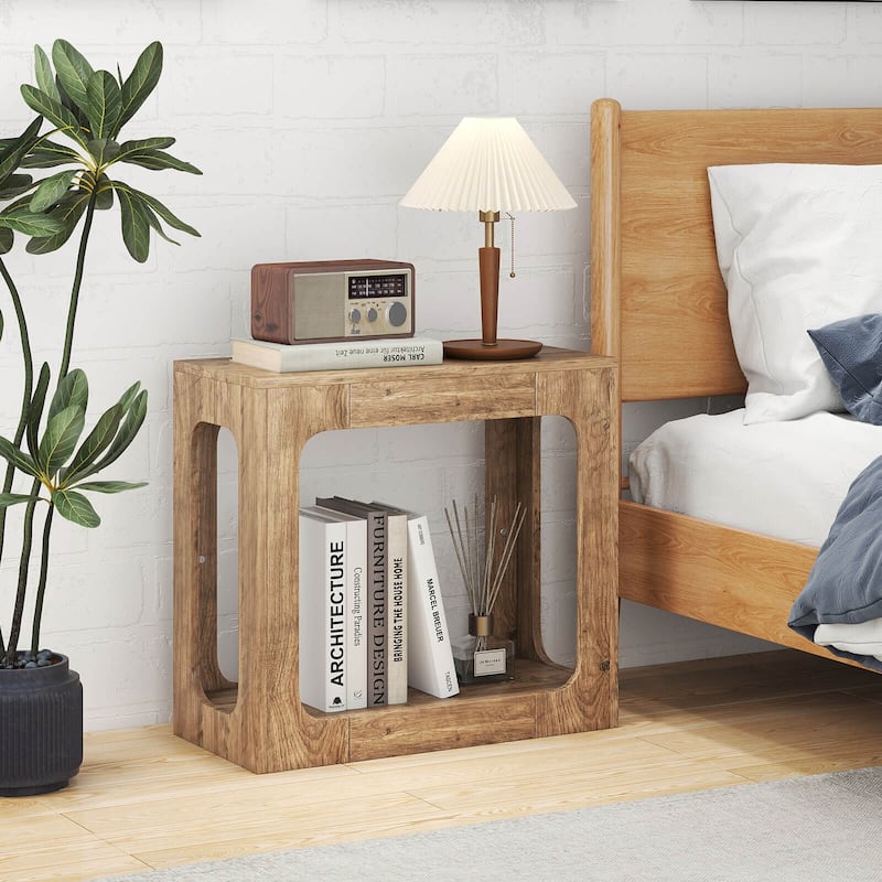 Costway 1/2 PCS 2-Tier End Table with Storage Shelf Hollow-out Design
