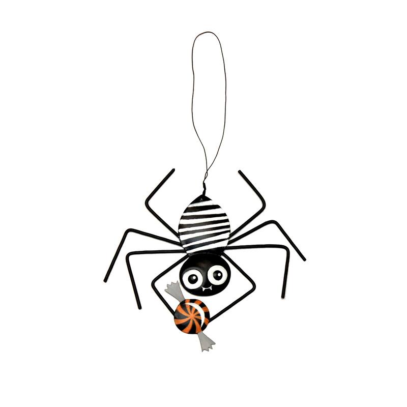 6" Metal Hanging Spider w/ Candy, Set of 3