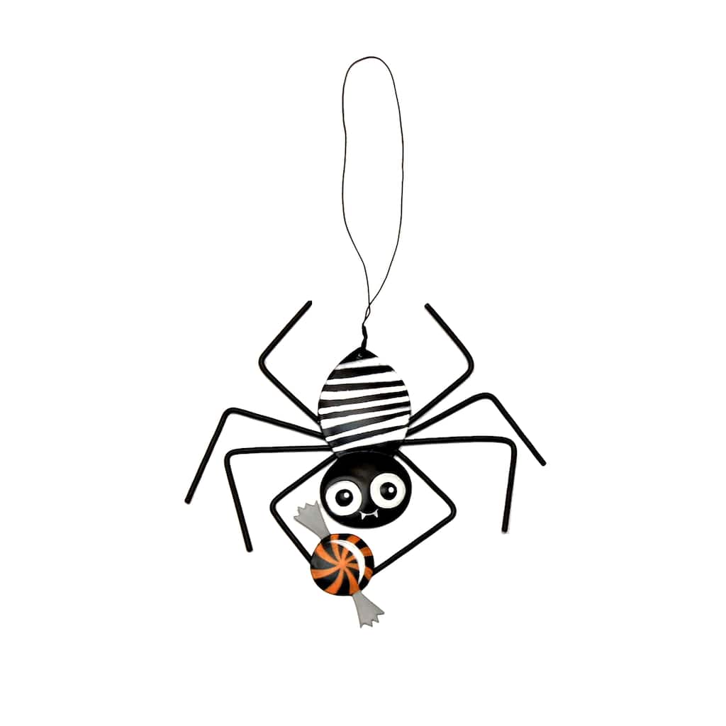 6" Metal Hanging Spider w/ Candy, Set of 3