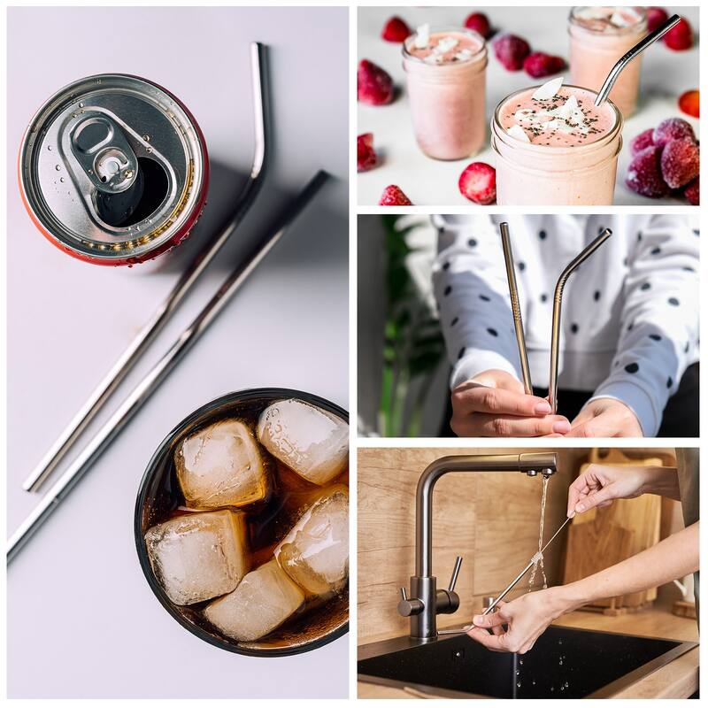 Reusable Metal Straws 2Pcs, Straight Drinking Straw 10.5" x 0.3"