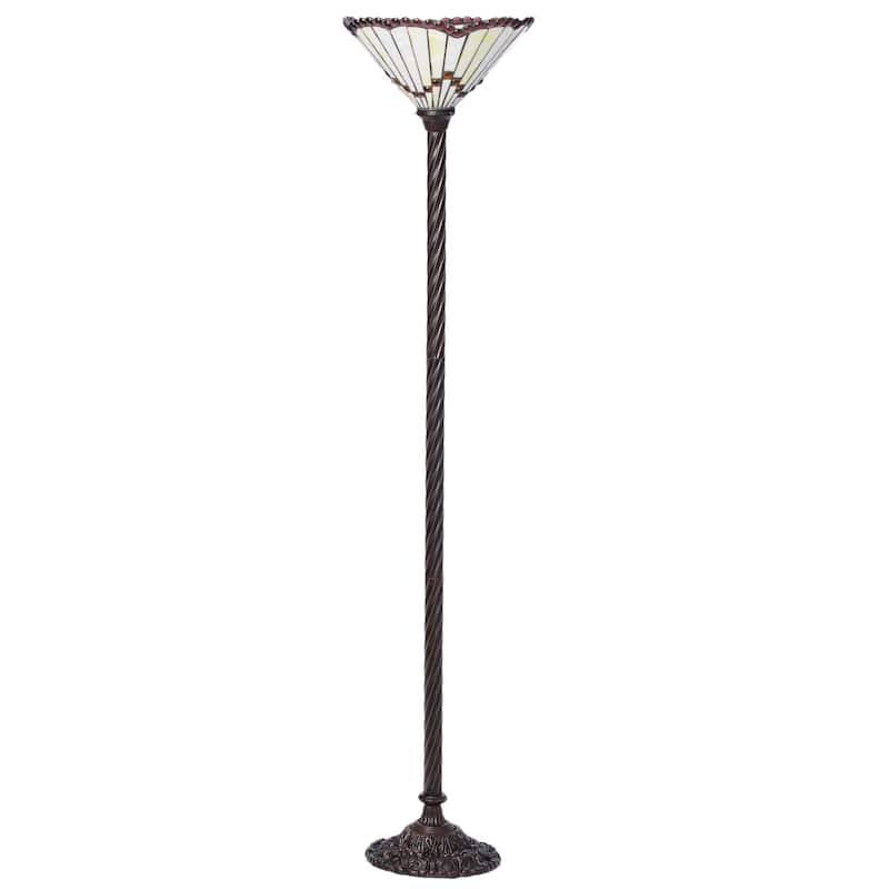 Tiffany-style White Jewel Torchiere