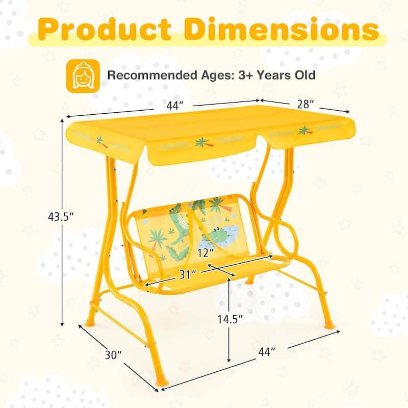 Costway 2-Seater Toddler Porch Swing Chair with Metal Stand Adjustable - See Details