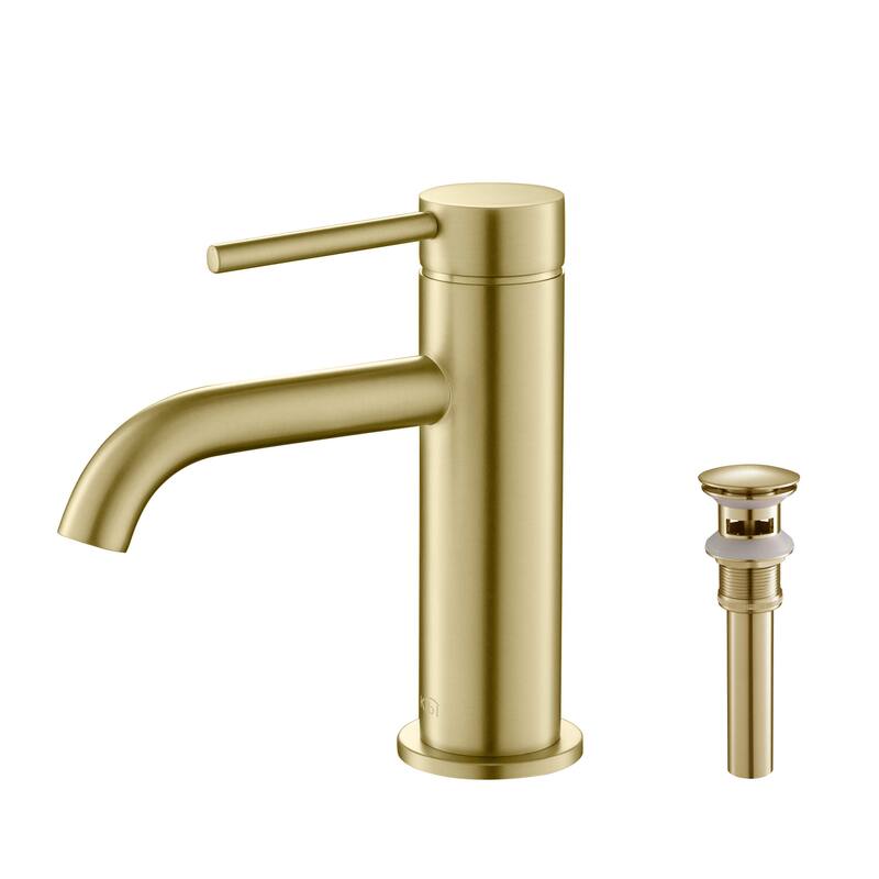 Lead Free Single Handle Bathroom Faucet with Water Hose - Brush Gold W/Pop Up Drain