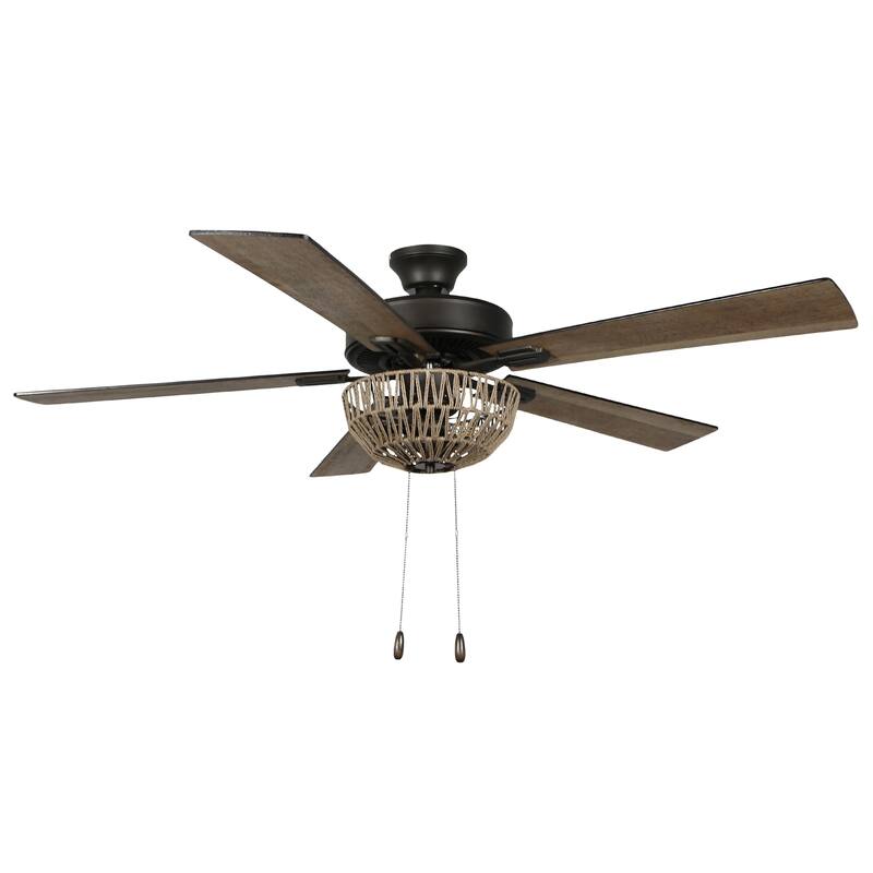 The Curated Nomad Carillon 52-inch Woven Rope 5-blade LED Ceiling Fan