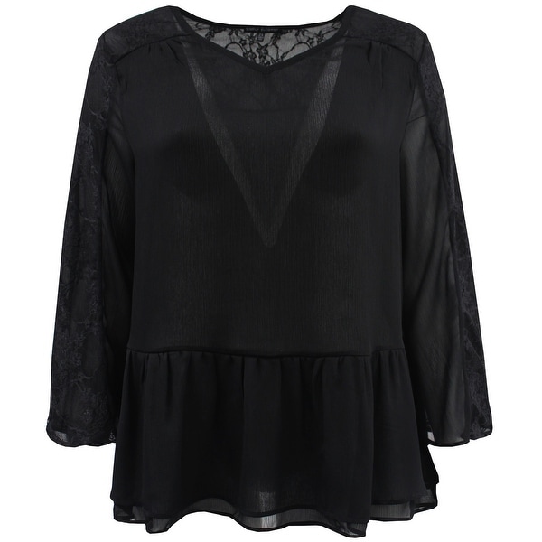 plus size black ruffle top