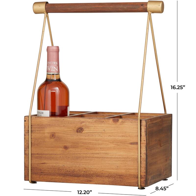 Light Brown Metal Modern Farmhouse Standing Wine Rack - 12 x 8 x 16