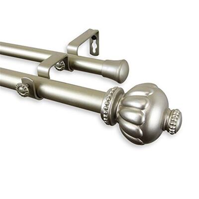 Decorative Double Curtain Rod - Baroque Style Window Treatment Hardware - Light Gold Finish - 84