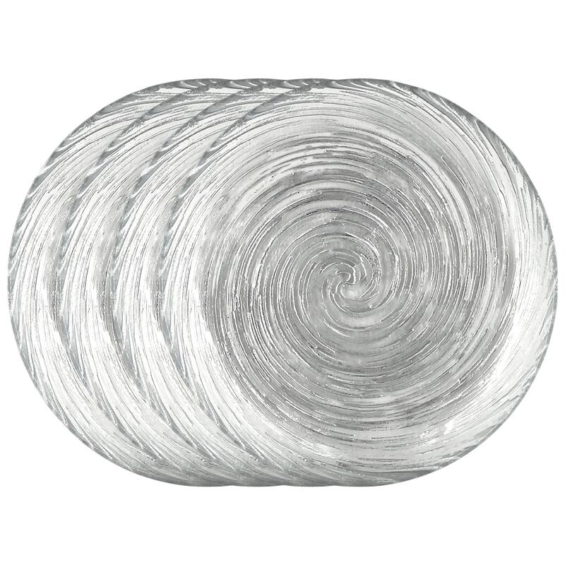 Versatile Glass Salad Plates with Vortex Pattern Perfect for Everyday Meals and Special Events - Set-4 - Silver