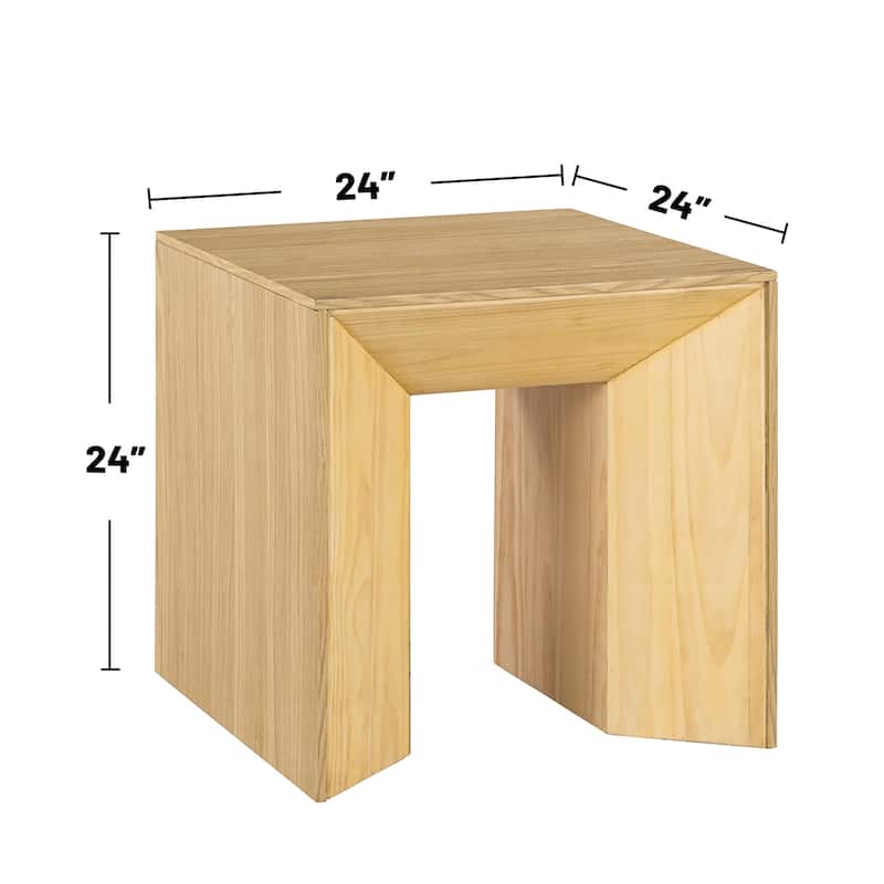 Wooden End Table with Thicken Top Design in Natural Oak