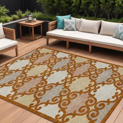 HomeRoots Trellis Transitional Rectangle Outdoor Rug