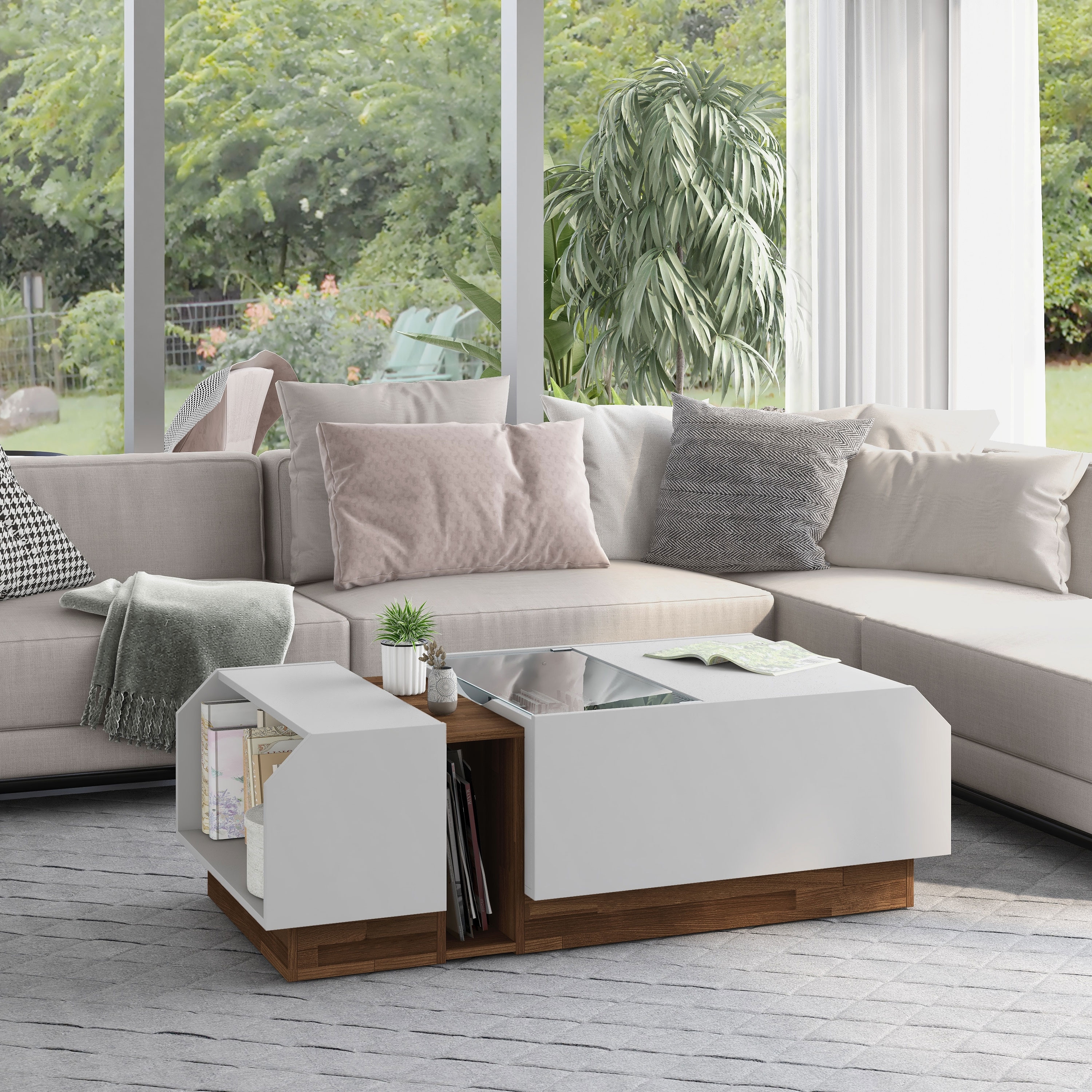 Furniture of america villetta modern vintage grey coffee table hot sale