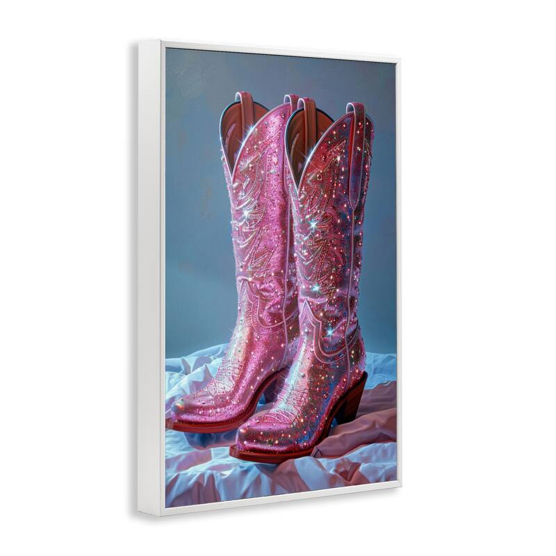 Stupell Dazzling Pink Glam Cowgirl Boots Framed Giclee Art Design By LSR Creative Studio