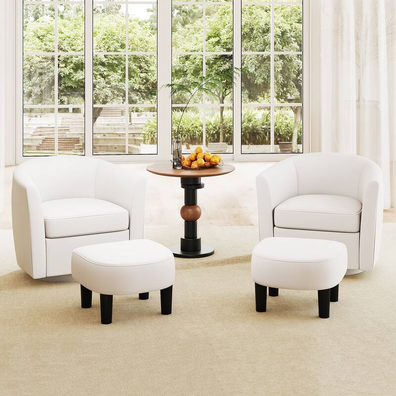 Modern Swivel Accent Chair with Ottoman for Living Room or Bedroom