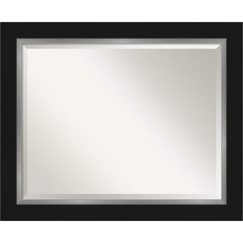 Beveled Bathroom Wall Mirror - Eva Black Silver Frame