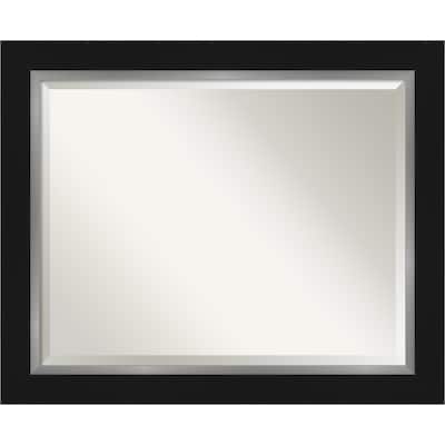 Beveled Bathroom Wall Mirror - Eva Black Silver Frame