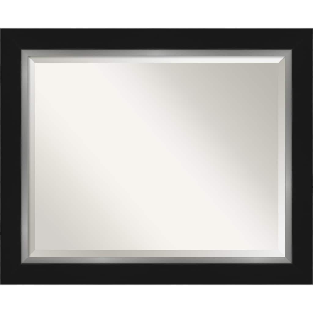 Beveled Bathroom Wall Mirror - Eva Black Silver Frame