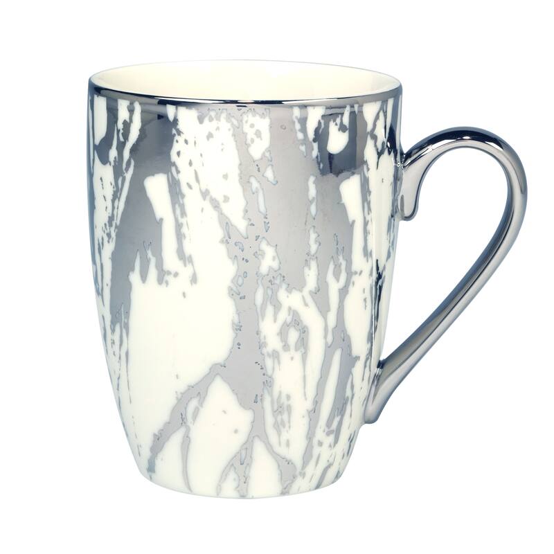 Certified International Matrix Silver Plated Tapered 16 oz. Mugs, Set of 6 Assorted Designs