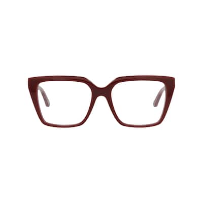 Balenciaga Square-Frame Acetate Optical Frames, Transparent Lens, Shiny Solid Burgundy Frame