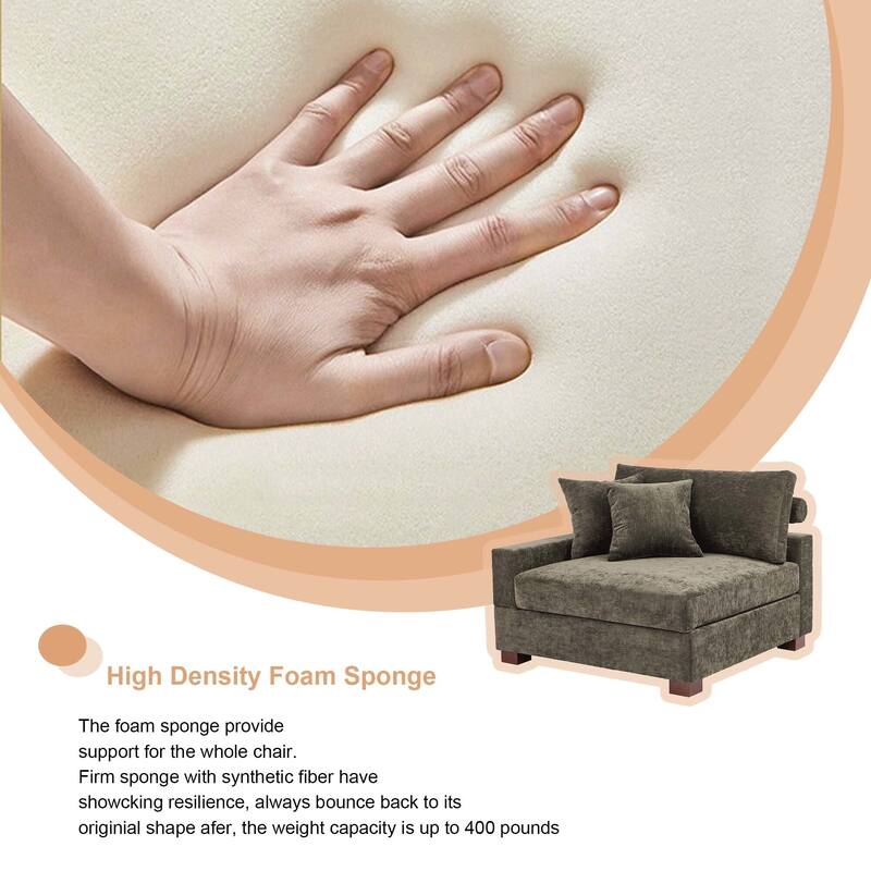 Chenille Upholstered Armless Accent Chair With Plush Cushion