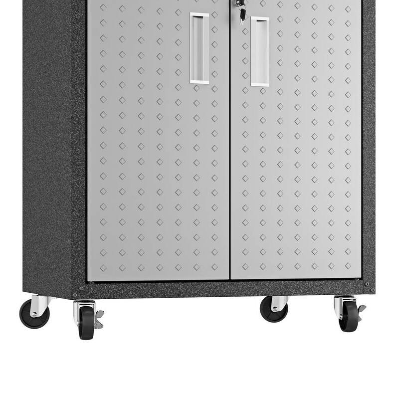3-Piece Fortress Mobile Space-Saving Steel Garage Cabinet and Worktable 1.0 in Grey