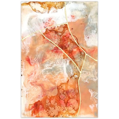 "Coral Lace I" Frameless Free Floating Tempered Glass Panel Graphic Wall Art