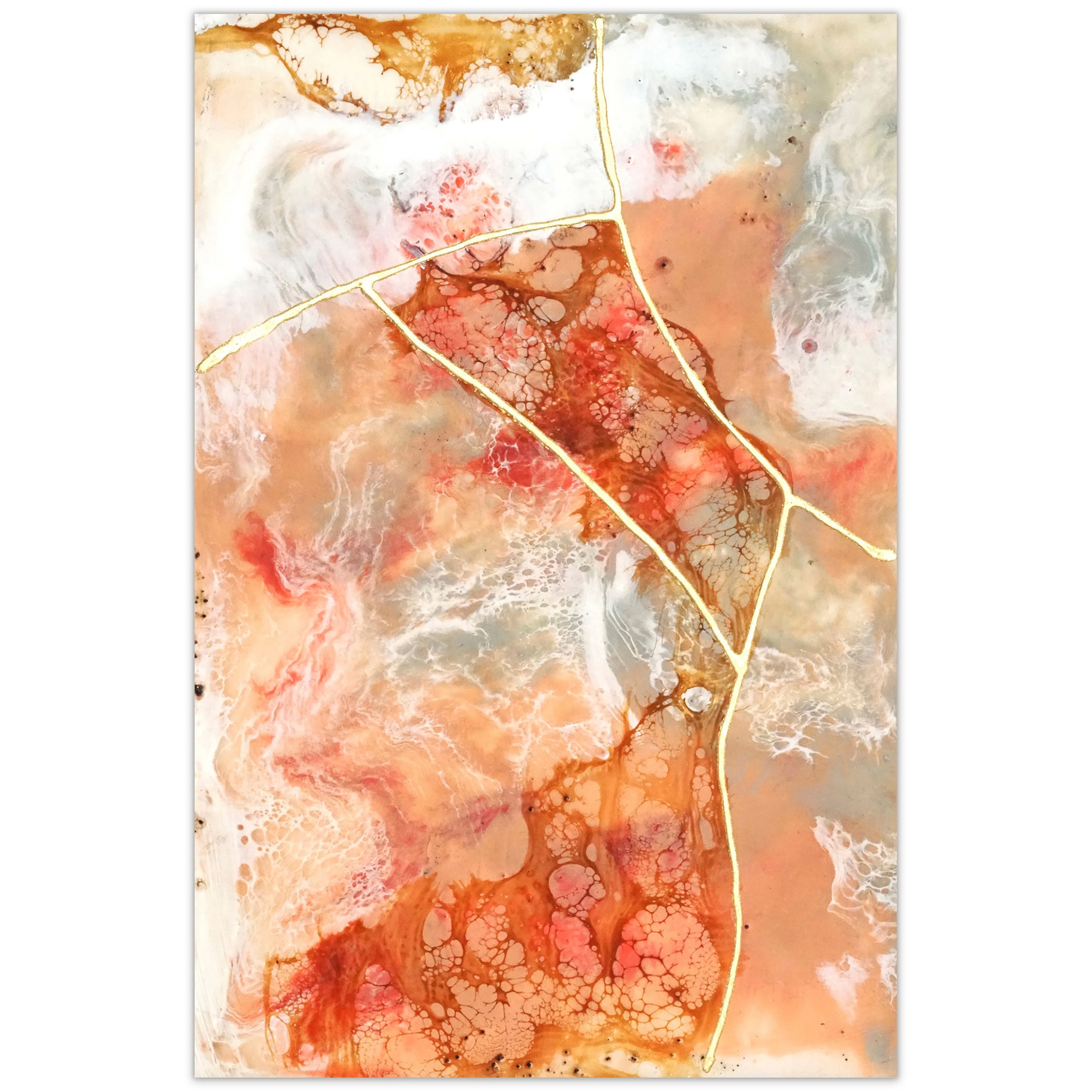 "Coral Lace I" Frameless Free Floating Tempered Glass Panel Graphic Wall Art
