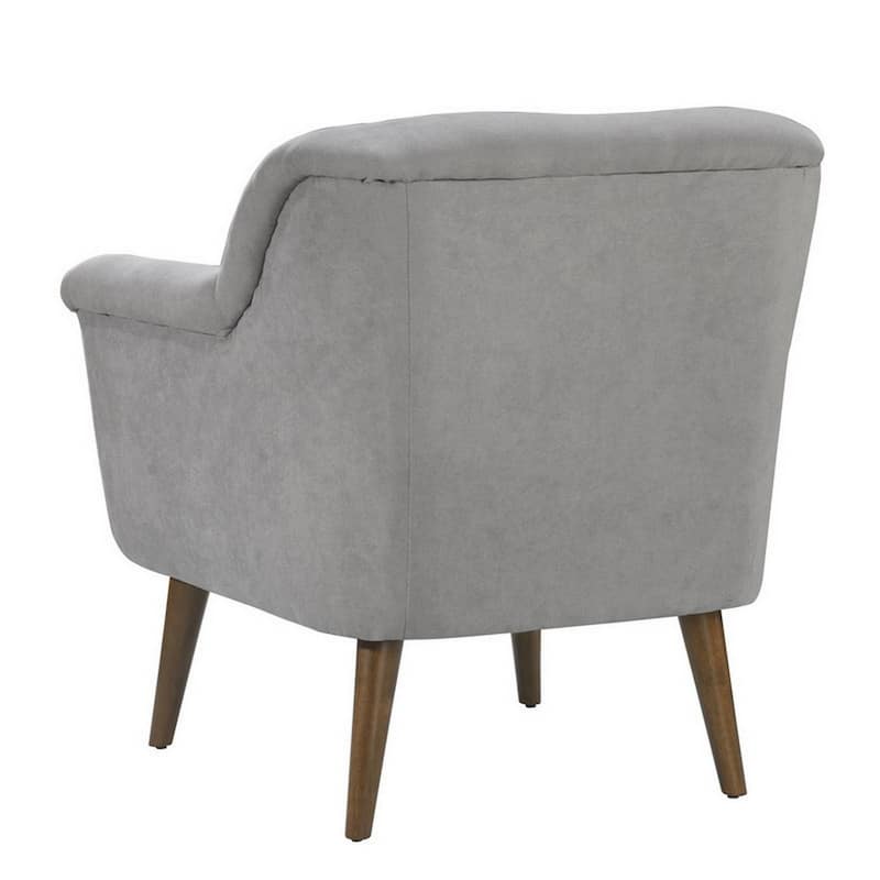 Gigi 32 Inch Accent Chair, Light Gray Fabric, Pillow Top Seat, Angled Legs