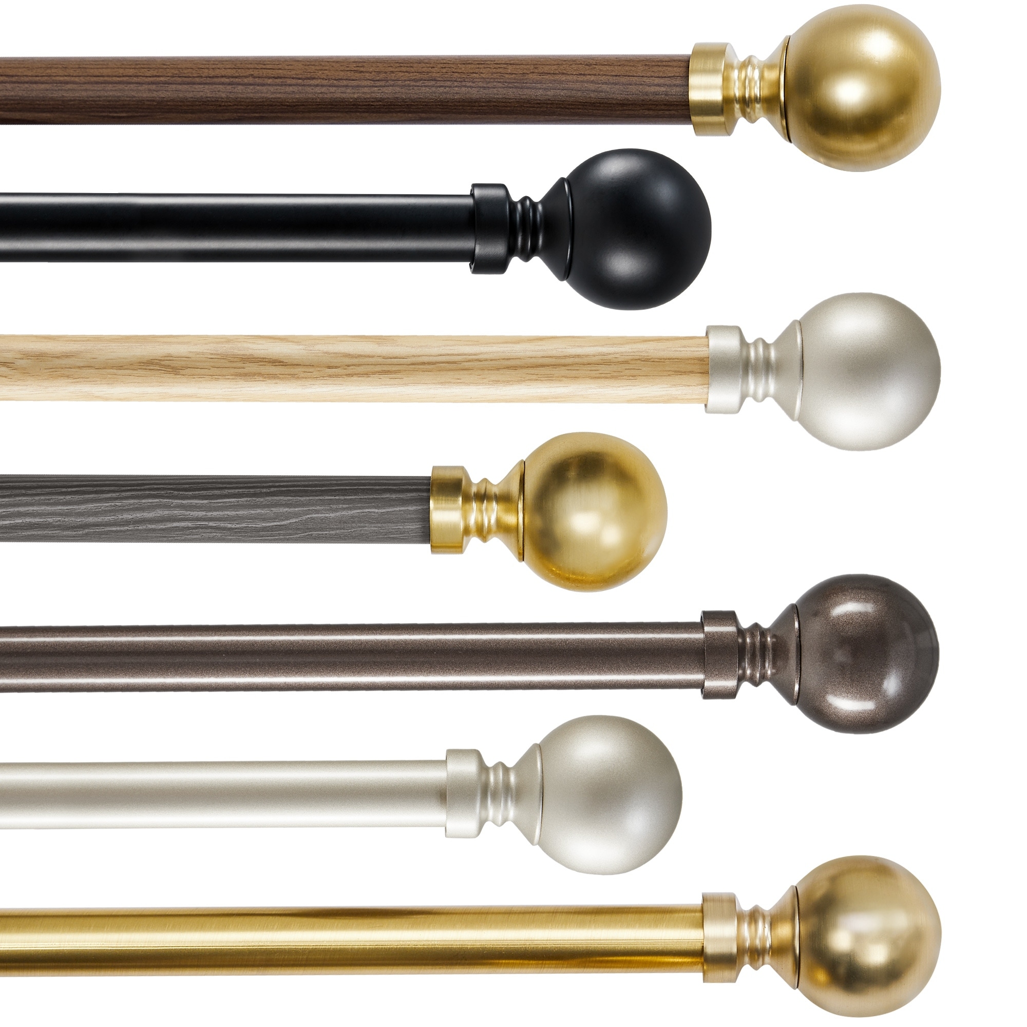 Deconovo 1 Inch Adjustable Window Curtain Rod with Round Finials