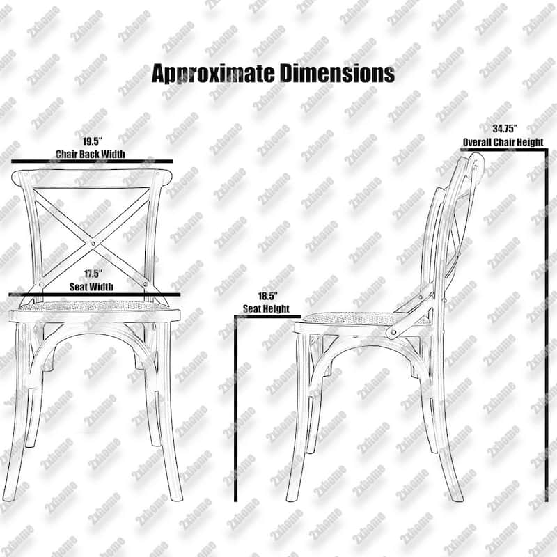 Mid Century Modern Contemporary Antique Style Cross Back X Open Wooden Frame Dining Accent Wood Chairs