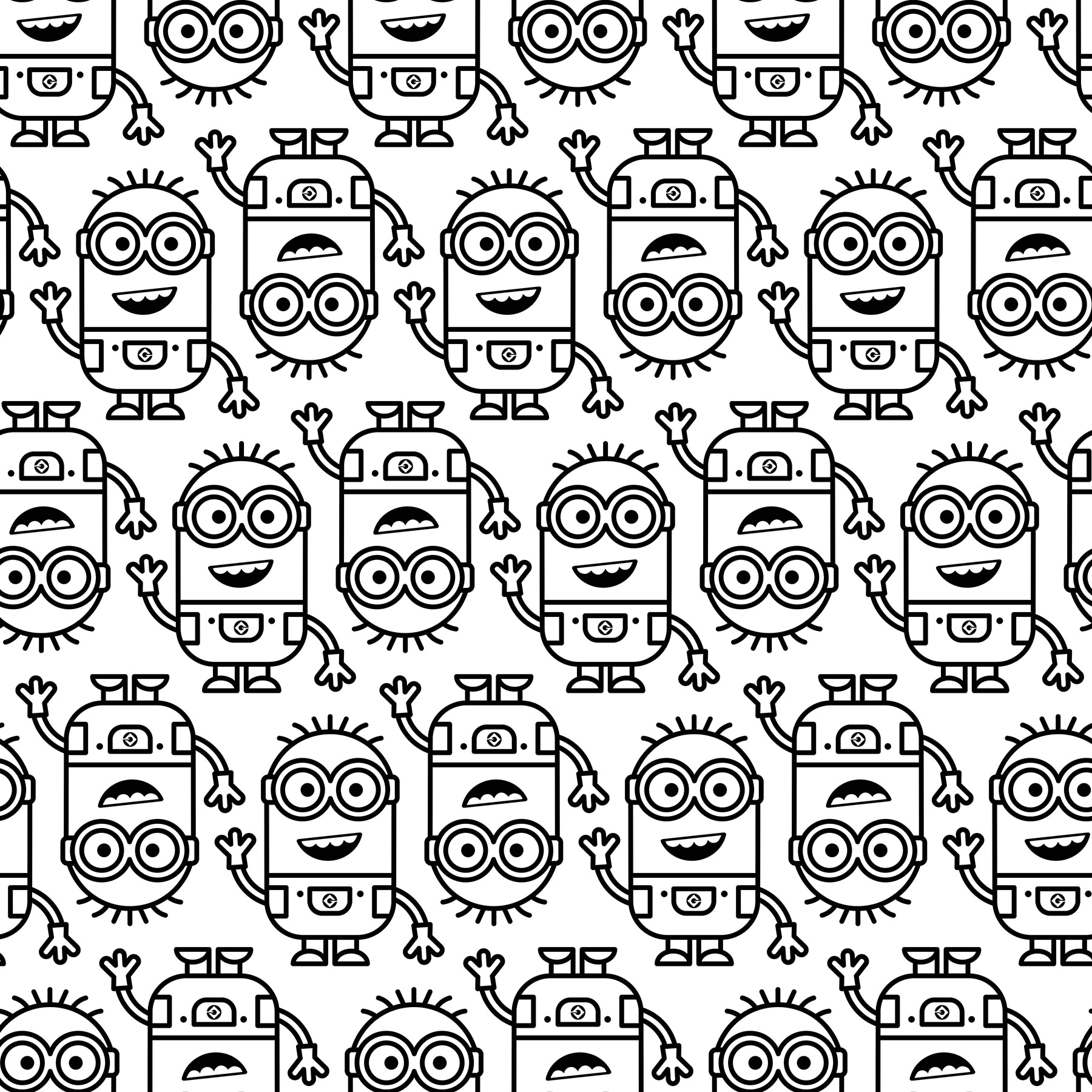 Minions Line Art Black Peel and Stick Wallpaper by RoomMates