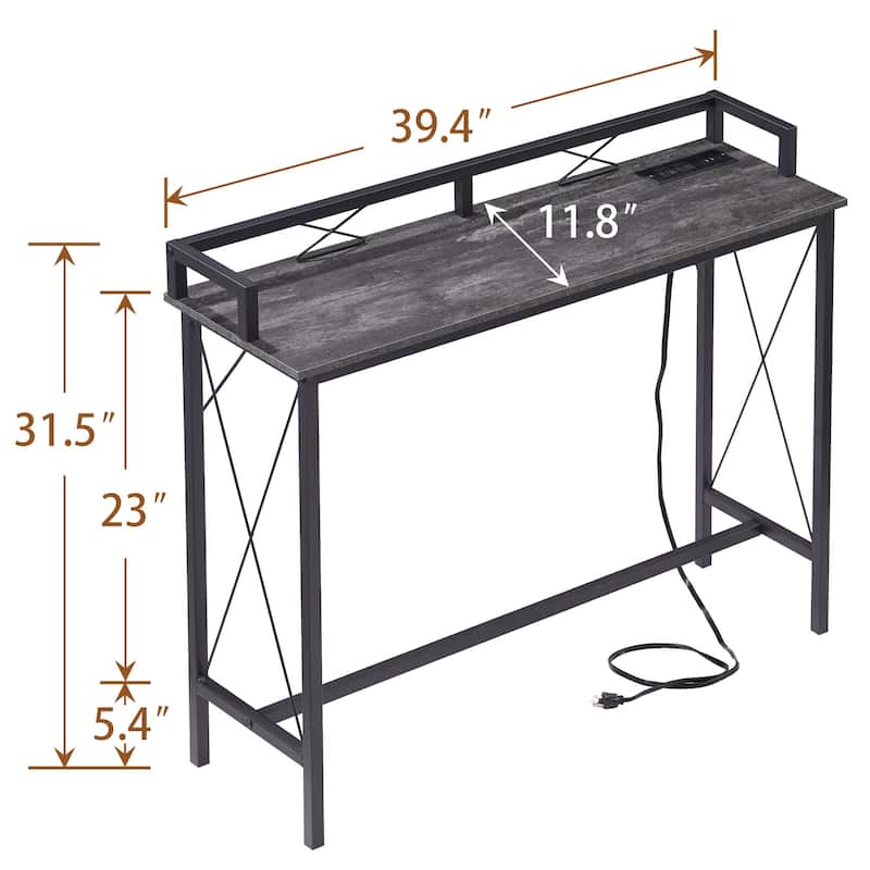 Javlergo 3-Piece Console Table and Stool Set, 39.4" Sofa Table with USB Charging Station and 2 Adjustable Swivel Chairs