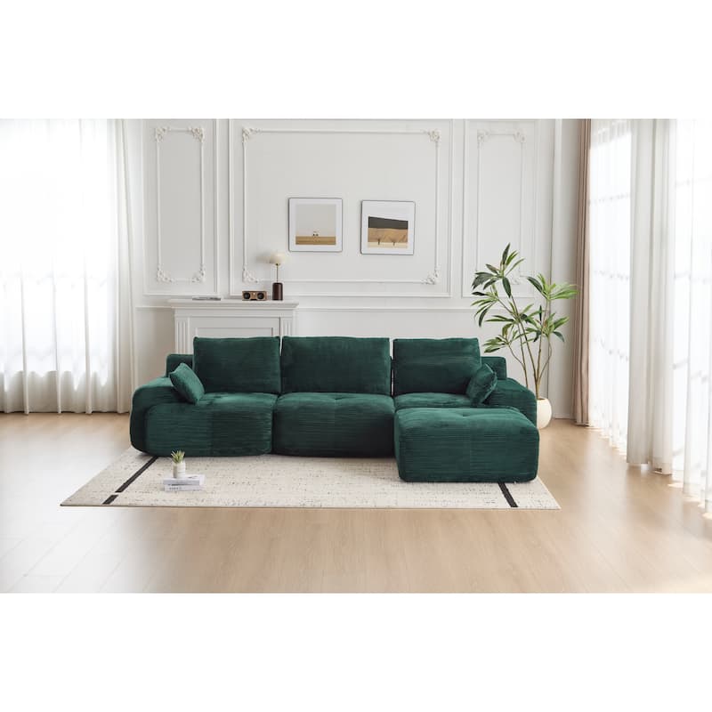Memory Foam Compressed Sofa,Large Sectional Couches,Pet-Friendly Cloud Modular Sectional Sofa,Extra Deep Loveseat