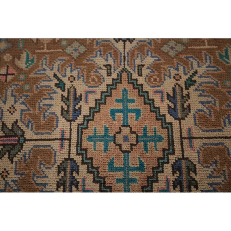 Geometric Tabriz Persian Vintage Area Rug Hand-Knotted Wool Carpet - 8'3" x 11'4"