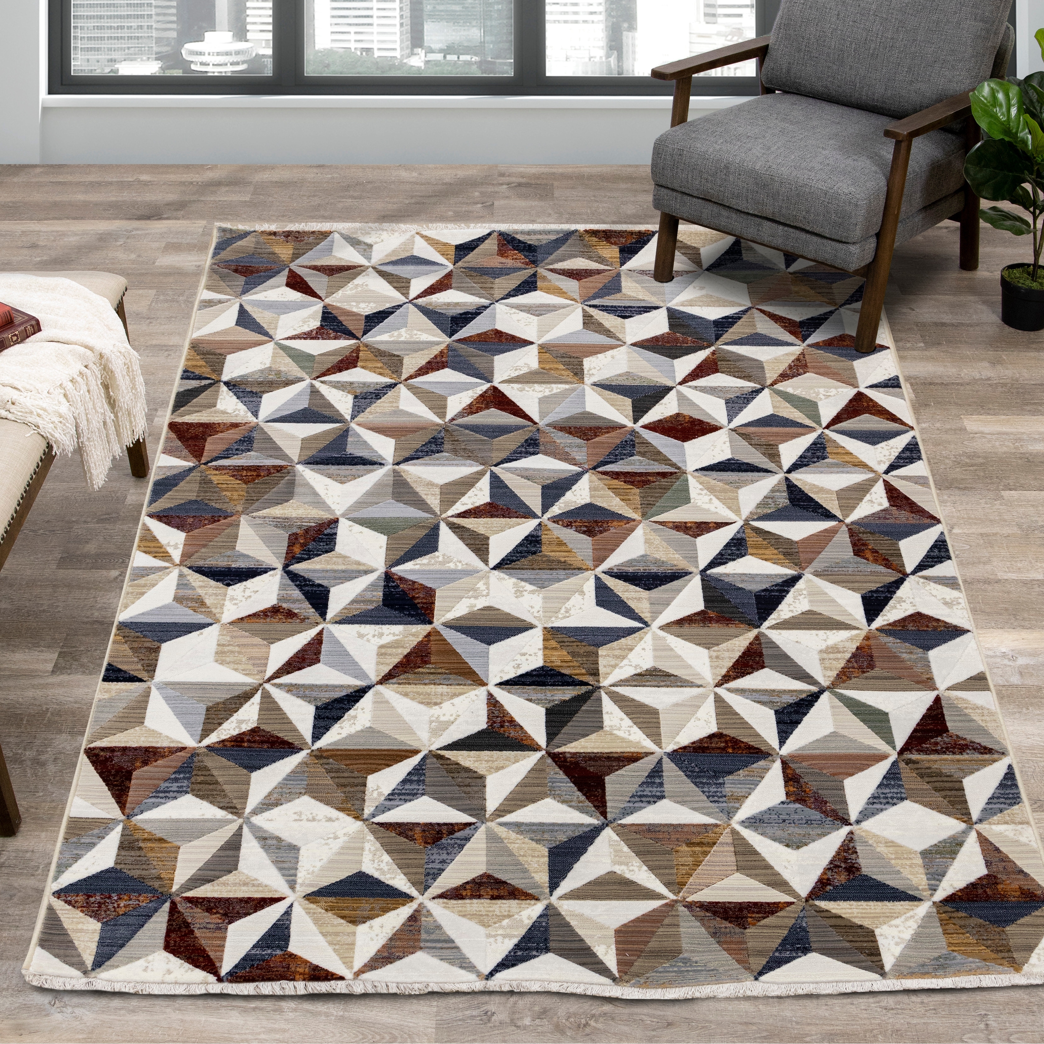 Santiago Collection - Multi Colour Geometric Rug