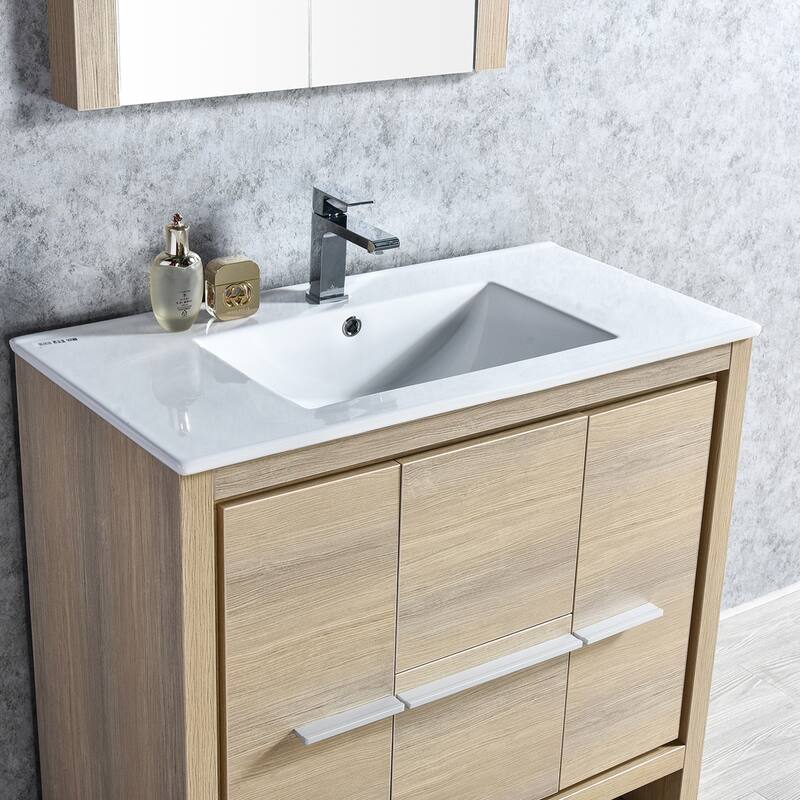 Solid Wood Bathroom Vanity with Mirror Medicine Cabinet