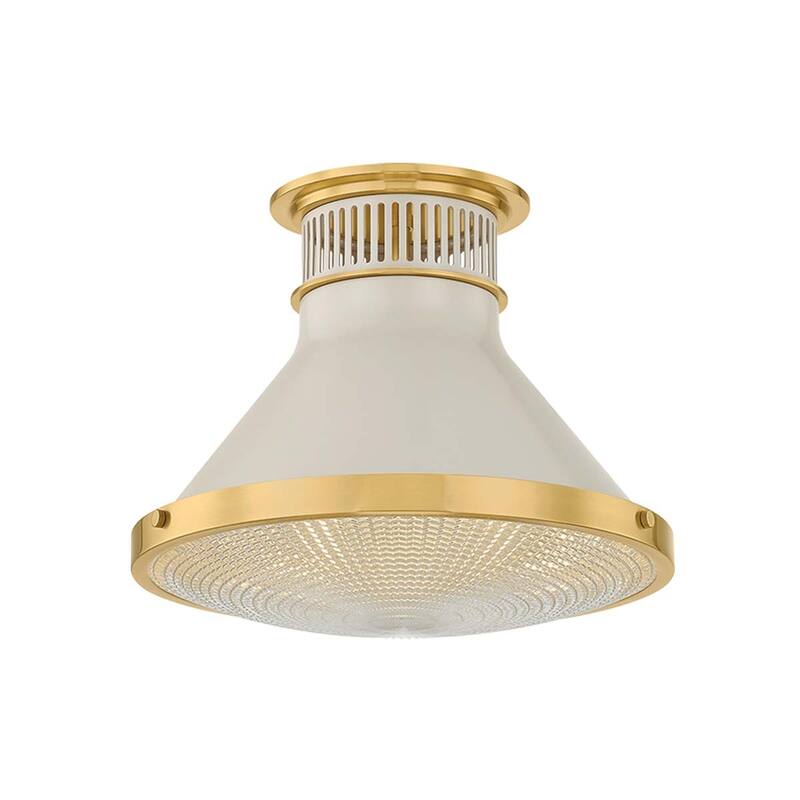 Hudson Valley Lighting MDS2402 Highclere 13" Wide Semi-Flush Ceiling - Aged Brass / Off-White