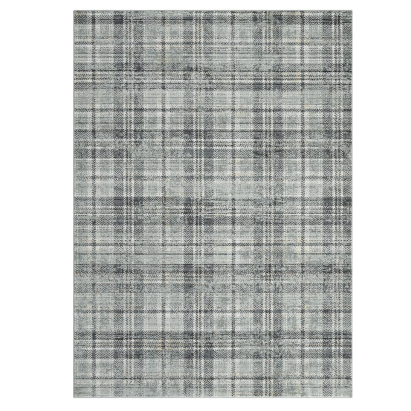 Garvee Earthy Plaid Soft Low Pile Foldable Area Rug