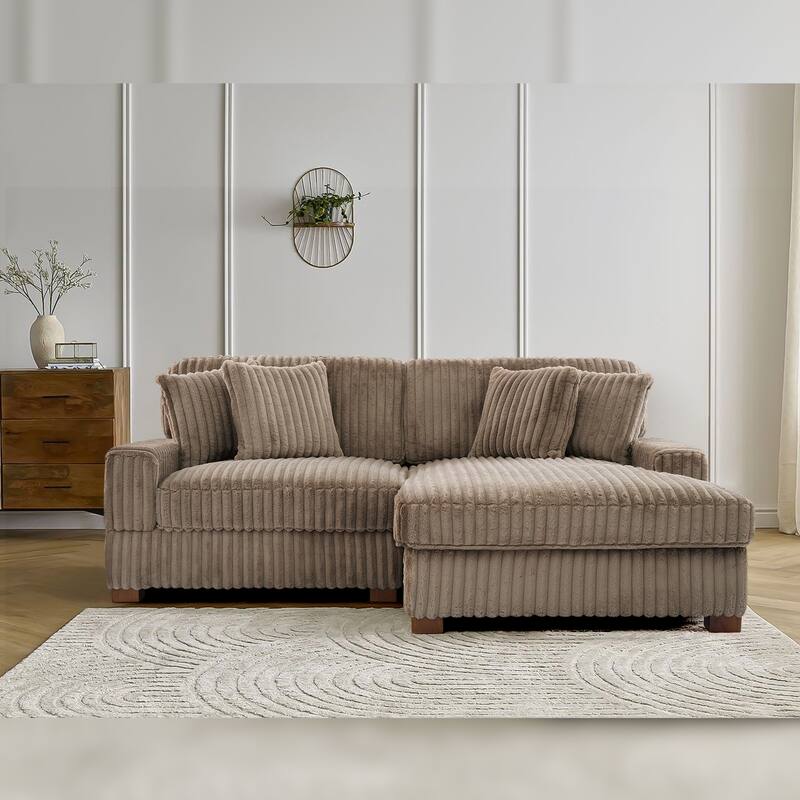 UIXE Upholstered Plush Velvet L Shaped Couch Modular Sofa