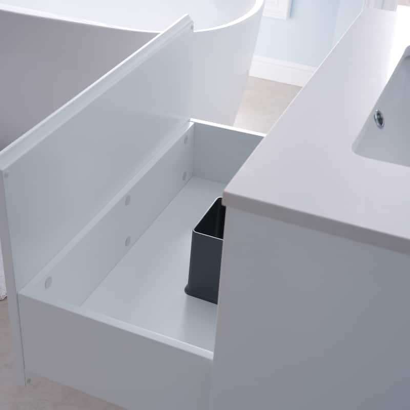 20'' H Modern Wall-Mount Bathroom Vanity With White Quartz Top and Single Sink