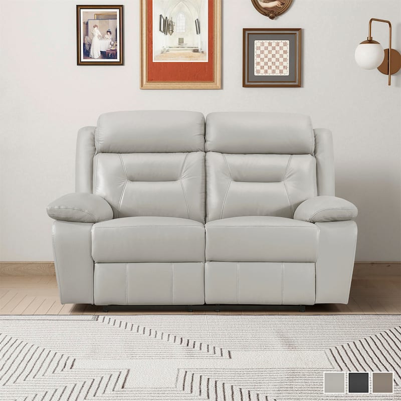 Papyrus Leather Match Manual Double Reclining Loveseat