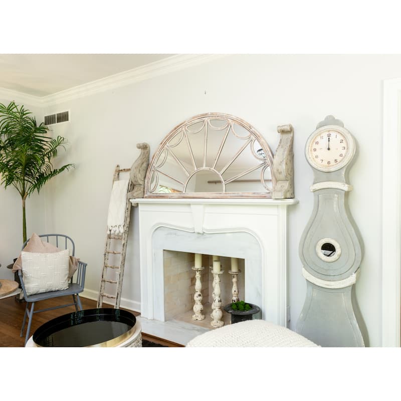 Distressed Wood Grandfather Style Wall Clock, Grey
