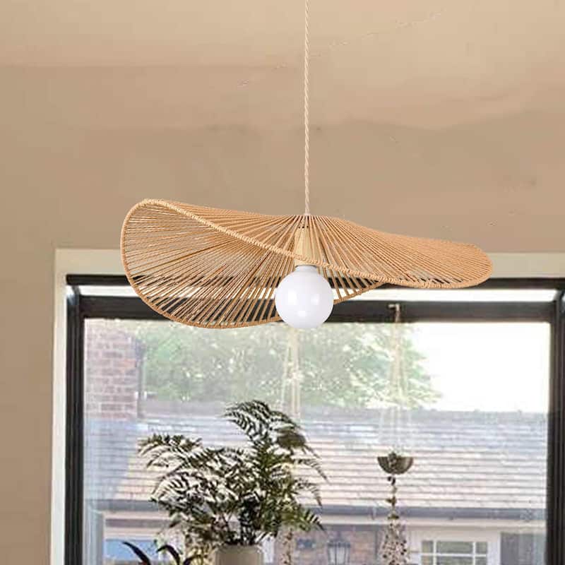 1 - Light Rattan Kitchen Island Pendant - Walnut