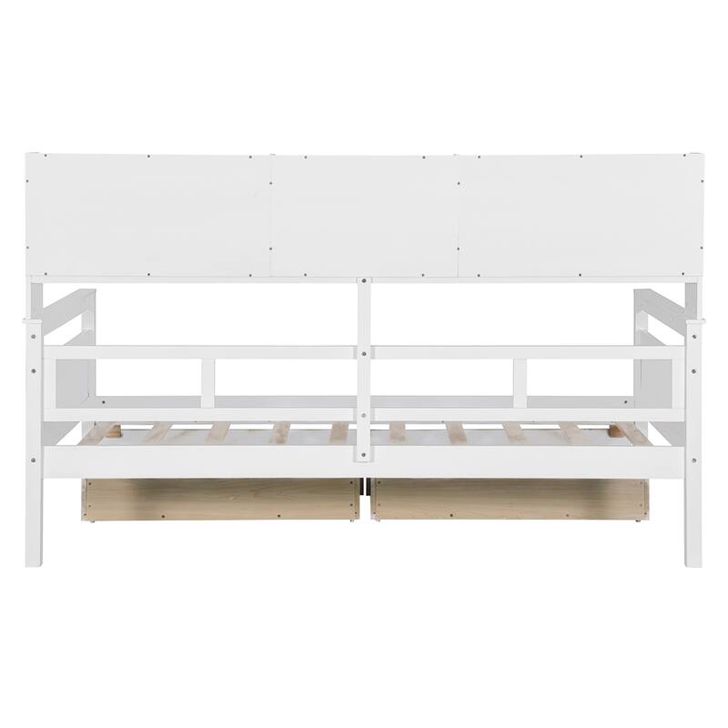 Twin size Daybed,Wood Slat Support,w/Bedside Shelves and Two Drawers